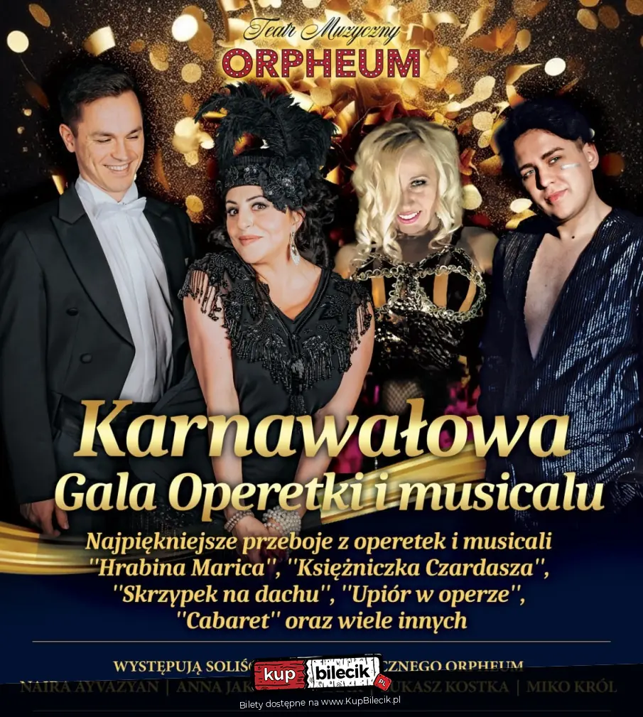 Karnawałowa gala operetki i musicalu Teatru Muzycznego Orpheum