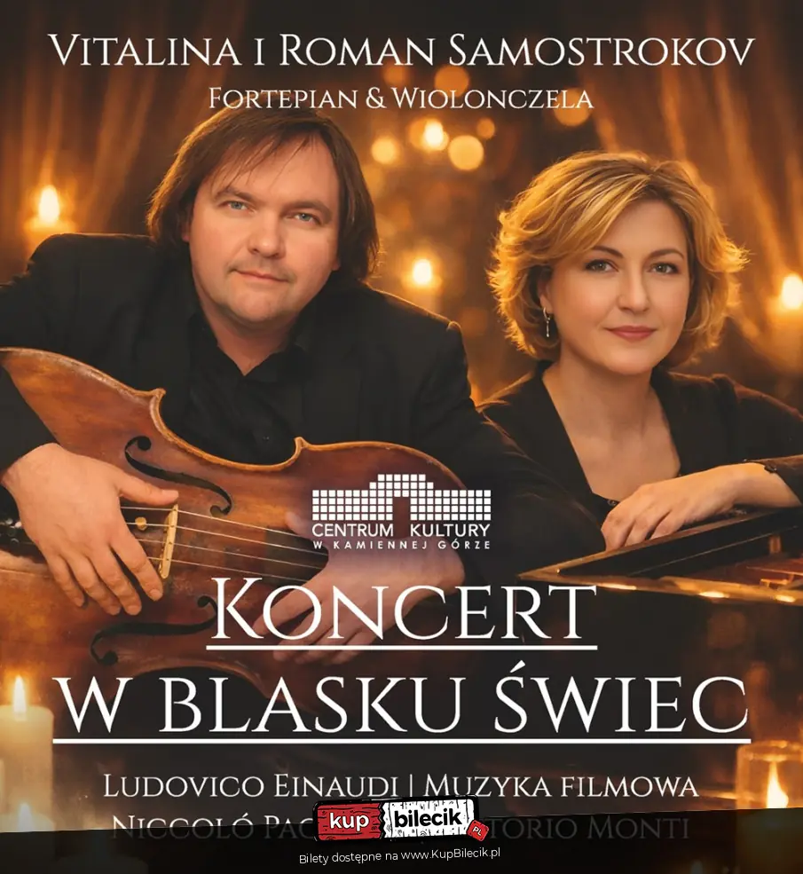 Koncert w blasku świec - Vitalina i Roman Samostrokov koncert wiolonczeli i fortepianu