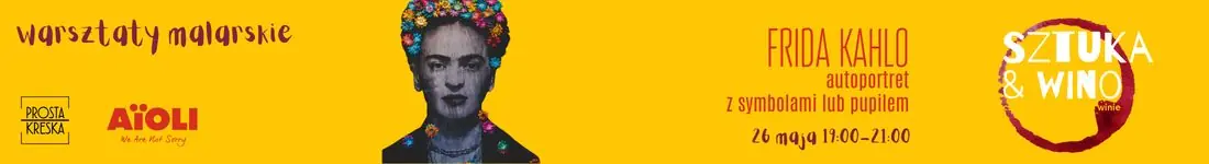 Malowanie przy winie w Aioli - Frida Kahlo - autoportret z symbolami lub pupilem