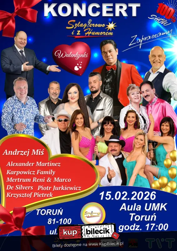 Wyjątkowe Walentynki Szlagierowo i z Humorem w Toruniu!!!