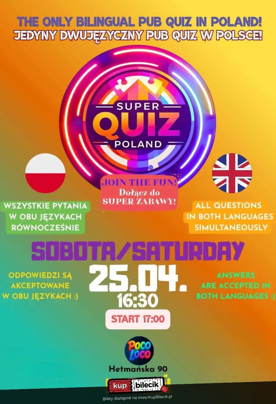Super Quiz Poland - Jedyny dwujęzyczny Pub Quiz w Polsce!
