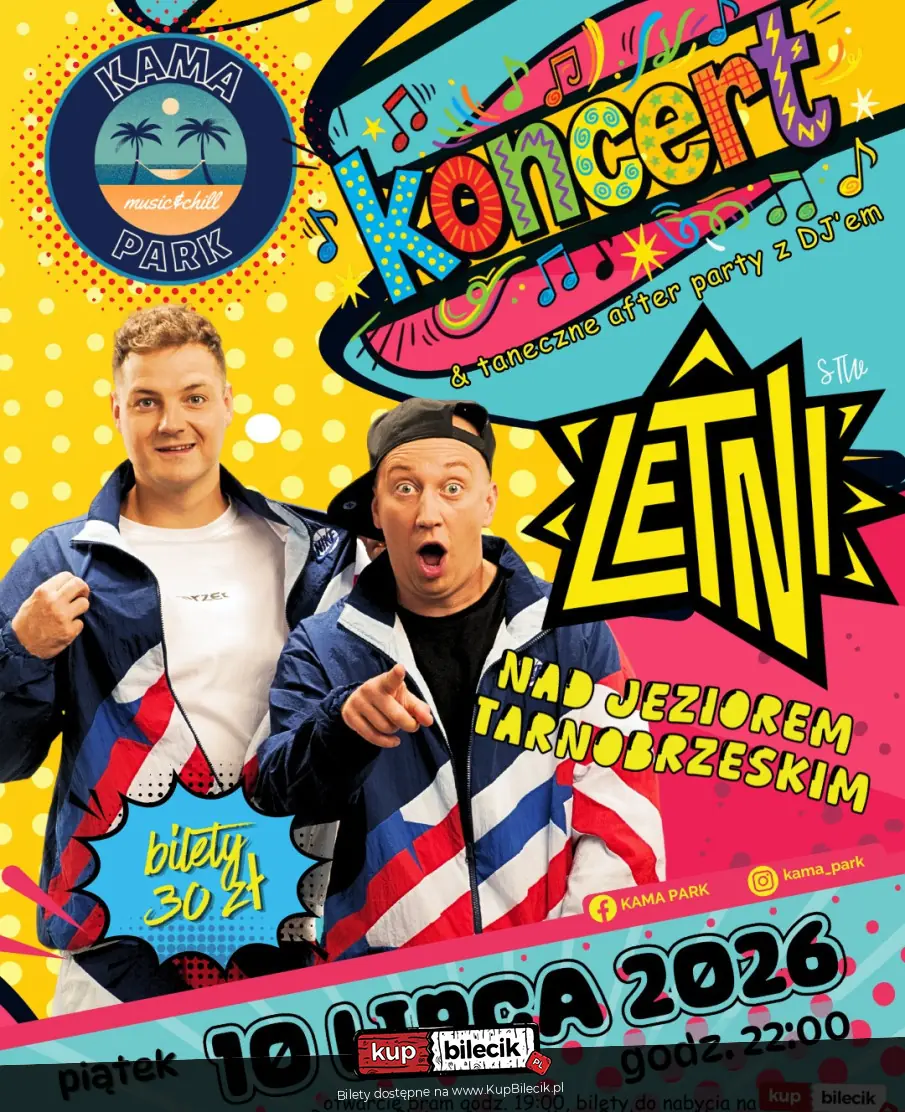 Koncert Formacji Letni, Chamski Podryw i taneczne after party w KAMA PARK nad Jeziorem Tarnobrzeskim