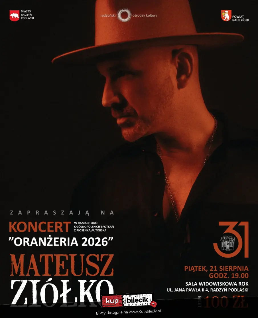 Koncert Mateusza Ziółko - 31. Oranżeria 2026