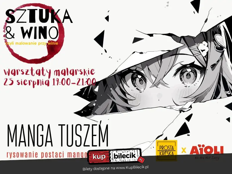 Malowanie przy winie w Aioli - Manga tuszem - rysowanie postaci mangowej w stylu retro