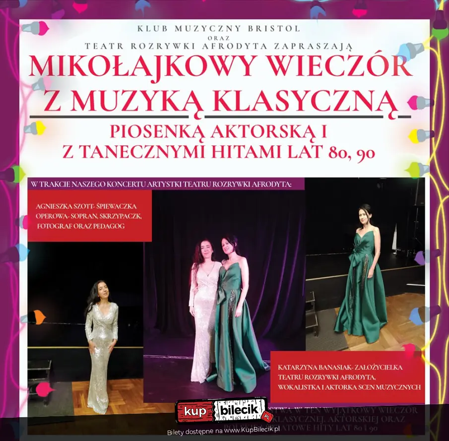 Mikołajkowy wieczór z muzyką klasyczną, piosenką aktorską oraz z polskimi i zagranicznymi hitami