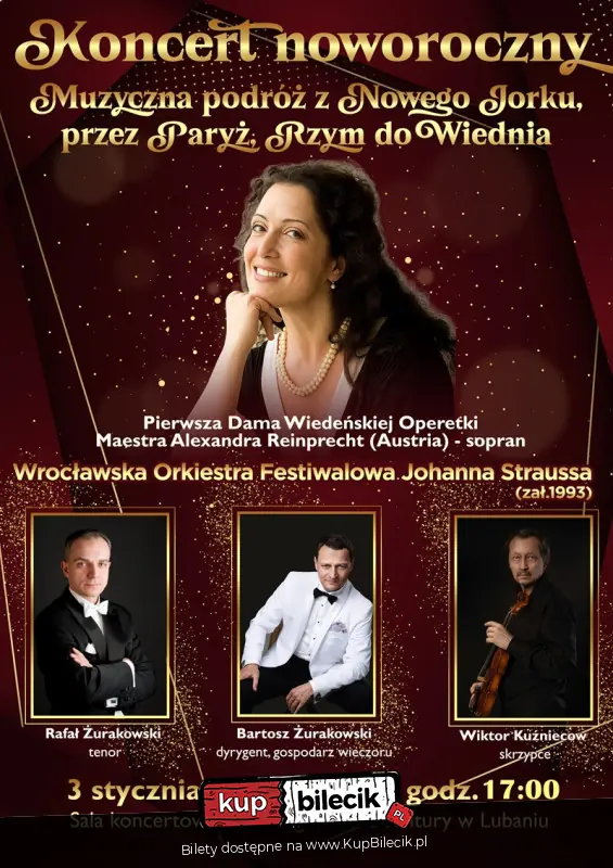 Koncert Noworoczny "Muzyczna podróż z Nowego Jorku przez Paryż, Rzym do Wiednia"