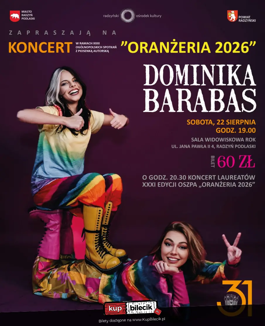 Koncert Dominiki Barabas z córką Jagną w ramach 31. Oranżerii 2026