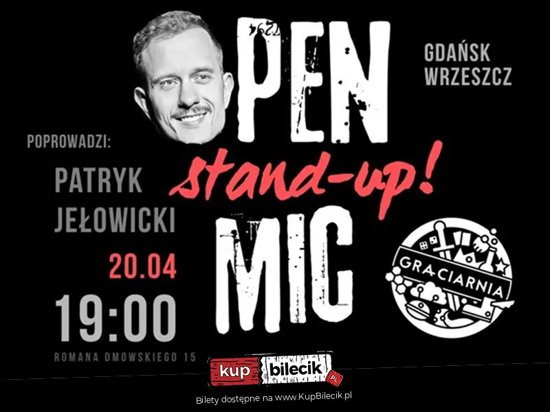 Stand-up Open Mic w Graciarni! Prowadzi Patryk Jełowicki